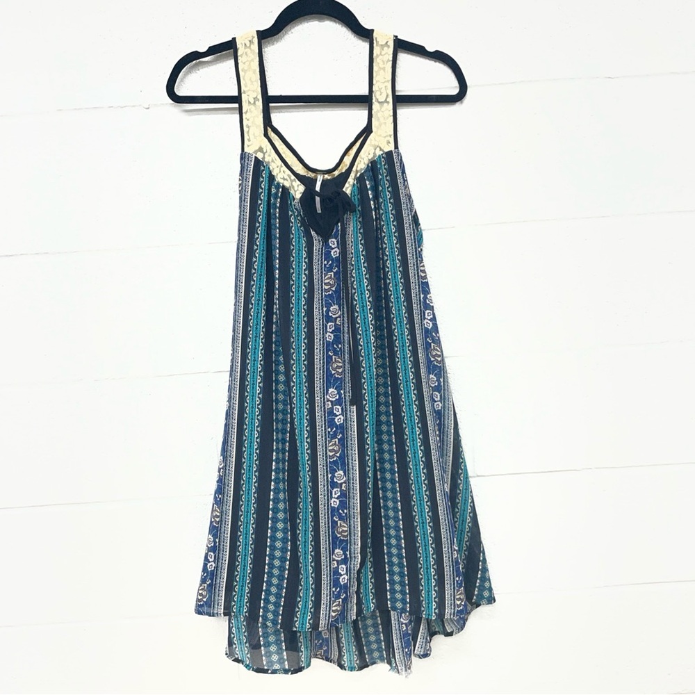 Free People Blue and Cream Striped Tunic